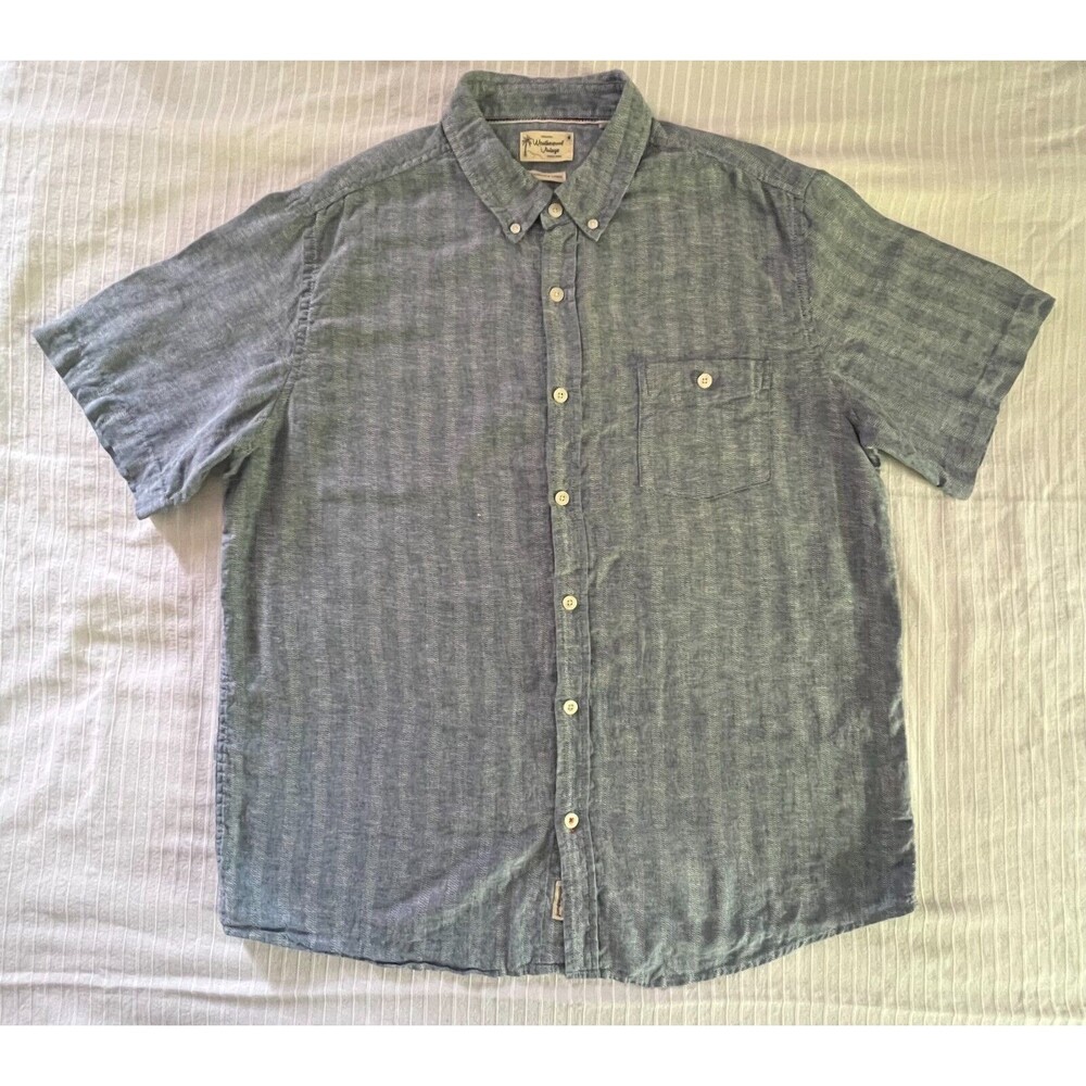 Original Weatherproof Vintage Men's Washable Linen Shirt XL - Light Blue Color